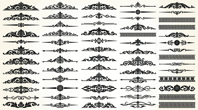 Set of vintage calligraphic dividers and decorative borders for page design, invitations, and certificates
