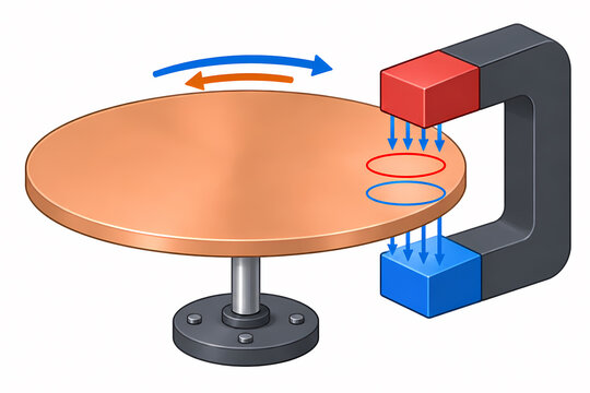 Eddy current braking conducting disc illustration