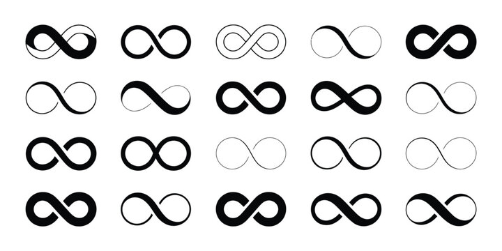 Infinity Icons in Flat Style Representing Eternity Endless Loops Unlimited Concepts Continuity and Infinite Possibilities