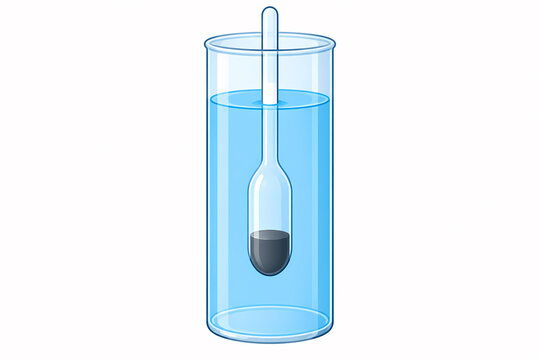 Hydrometer flotation and liquid density illustration
