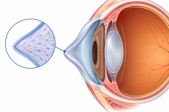 Keratoconus corneal thinning and protrusion illustration
