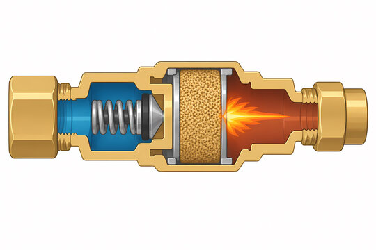 Welding gas flashback arrestor flame stop illustration