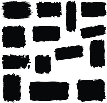 Black Grunge Rectangle Brush Stroke Set