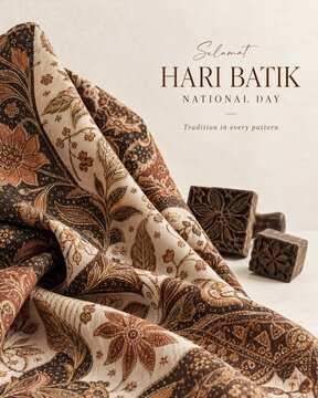 Batik fabric and stamps for Hari Batik National Day