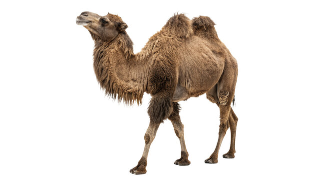 Wild bactrian two humped camel standing desert mammal animal wildlife isolated on transparent background