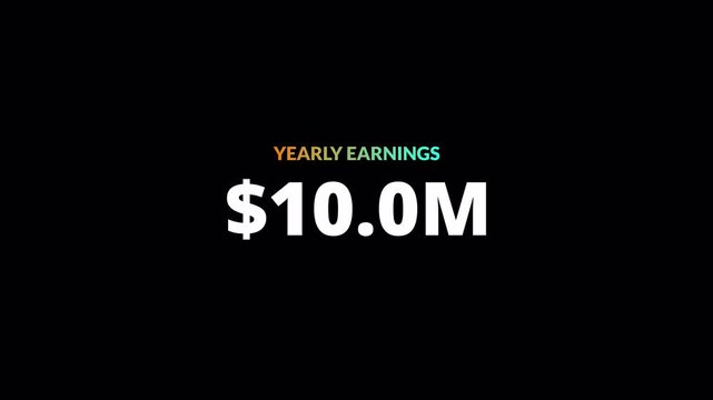 Animated Yearly Earning with number counter, animated finance HUD graphic, Yearly Earning counter animation on transparent background in 4k with alpha channel.
