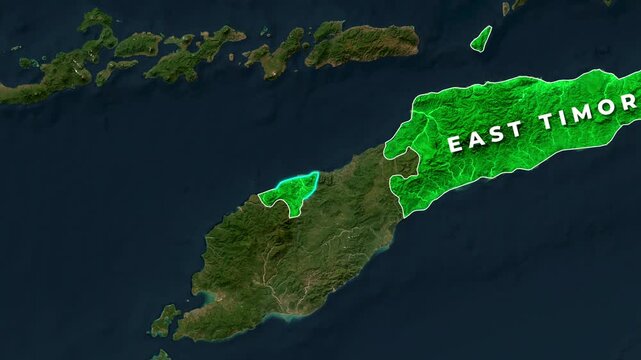 East Timor Map Animation Highlighting Oecusse Enclave Region with Location Pin