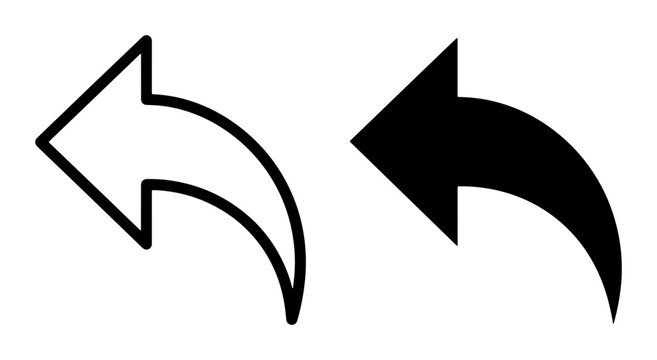 Undo arrow silhouettes set with back and reply icons for user interface design