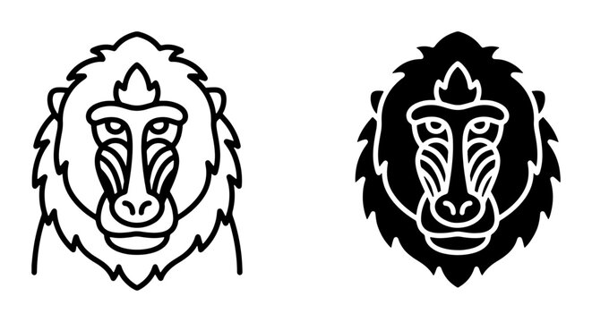 Baboon head silhouettes set for logo and tattoo