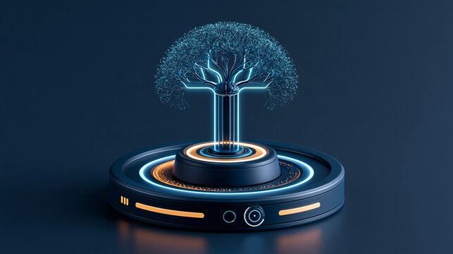 futuristic 3D AI sales assistant creating personalized customer pathways, individual glowing customer profiles connected to uniquely customized content and product objects, central intelligence