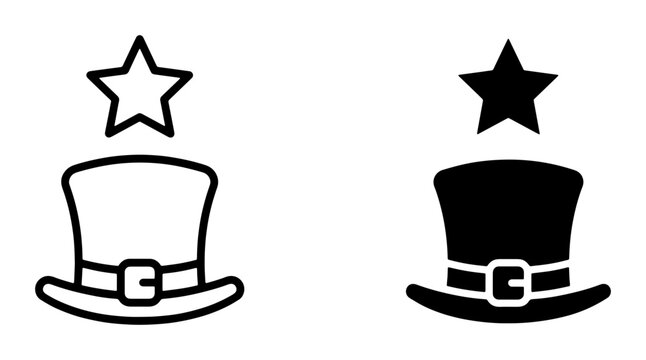 Top hat and star icons set with buckle details, St. Patrick's Day celebration symbols