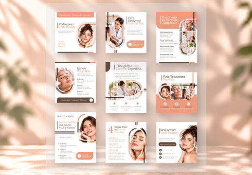 Social Media Template Set for Wellness Spa and Massage Services Business