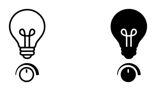 Light bulb and dimmer switch icons for ideas and technology