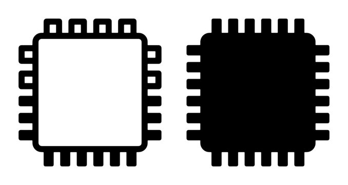 Computer chip silhouettes set with circuit board components for technology and data