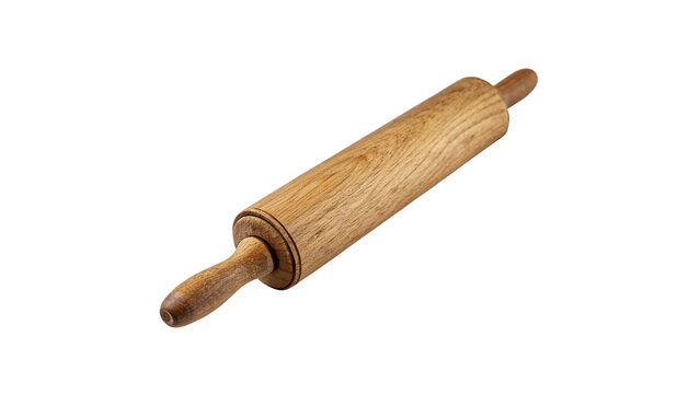 Classic manual wooden rolling pin baking pastry tool culinary equipment isolated on transparent background
