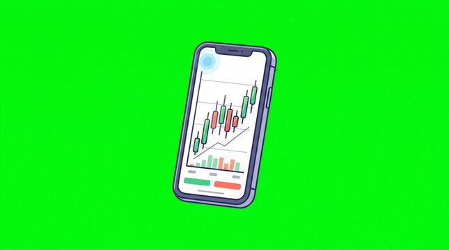 Modern smartphone displaying a generic colorful trading chart