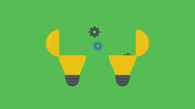 knowledge transfer  Concept using an open light bulb, multiple gears, and flowing movement between ideas, symbolizing learning, innovation, and information sharing.