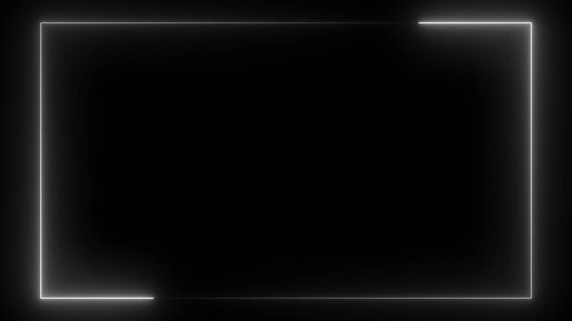 White neon frame animation, glowing light border, bright neon rectangular outline, soft electric shine edge, clean alpha background, minimal light box effect, futuristic neon border. 4K video