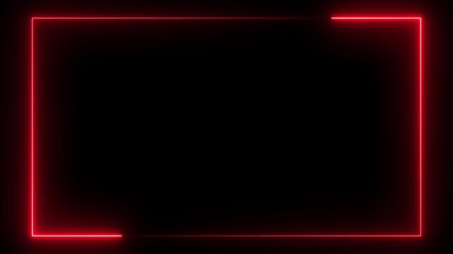 Red neon frame animation, glowing light border, bright neon rectangular outline, soft electric shine edge, clean alpha background, minimal light box effect, futuristic neon border. 4K video