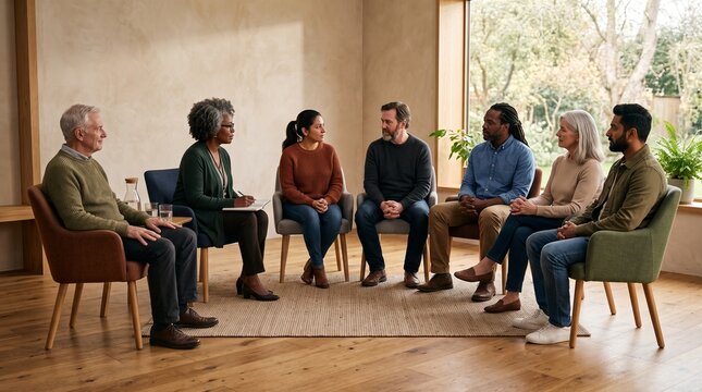 Neighbors begin a facilitated mediation circle
