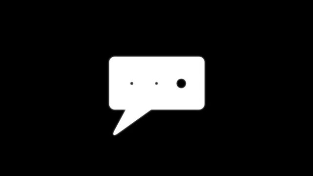 Animated chat bubble icon with typing indicator dots for messaging and communication ui message