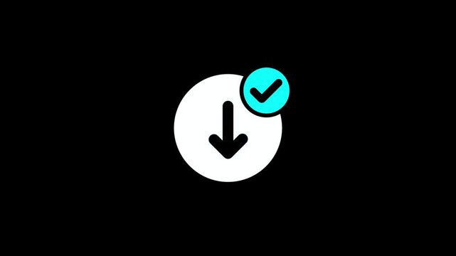 Animated download icon with success checkmark, minimalist ui for web and app interfaces animation