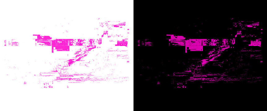 Abstract pink glitch texture background, digital distortion noise pattern, vibrant magenta glitchy overlay for modern graphic design