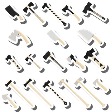 big kit steel axes with wooden handle