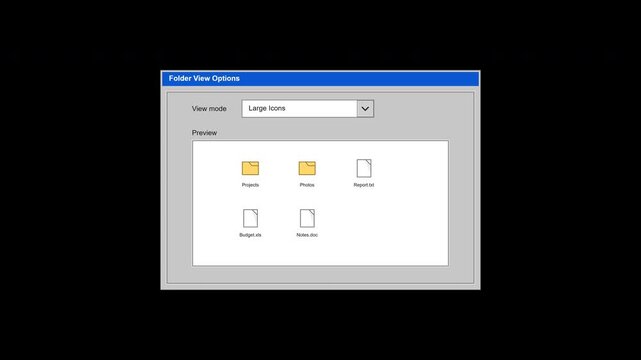 Classic File Manager View Mode Selector Alpha Channel 4K Animation