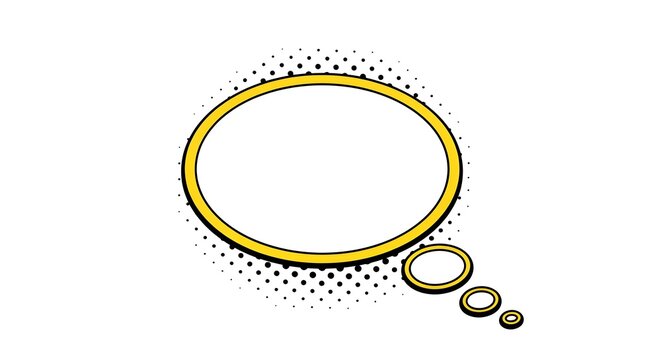 Pop Art Blank Thought Bubble with Halftone Pattern on White Background