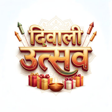 Diwali festival typography logo and celebration background.
