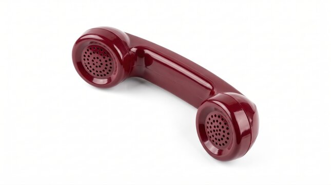 Red vintage telephone handset receiver on a flat surface