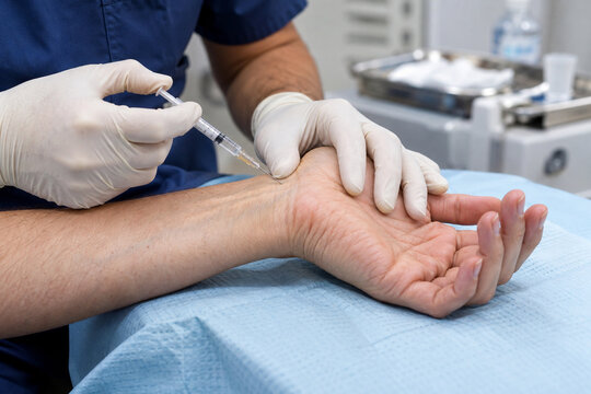 Carpal Tunnel Wrist Injection Treatment in Medical Clinic