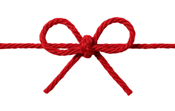 Red Twine Bow Tied on Horizontal Cord