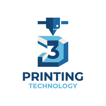 This image showcases a modern 3D printing technology logo that symbolizes innovation and creativity in manufacturing and design through advanced printer graphics and technology.