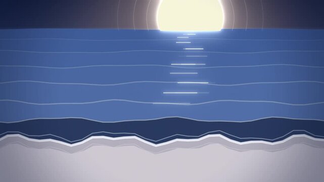 Blue sea surf rolling onto white beach under pale sun seamless loop