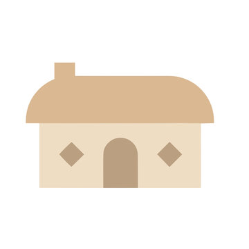 Simple house icon with rounded roof and chimney