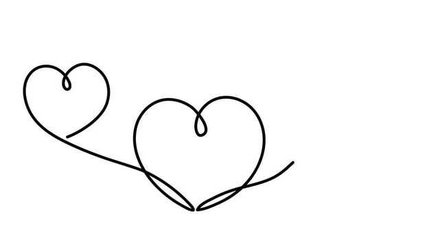 Heart one line art animation, hand-drawn continuous drawing contour motion, love concept. Feelings expression, festive enamored design romantic element Valentine's Day  outline video. 4k self-drawing 