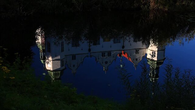 castle ahrensburg water reflection near hamburg germany 4k video