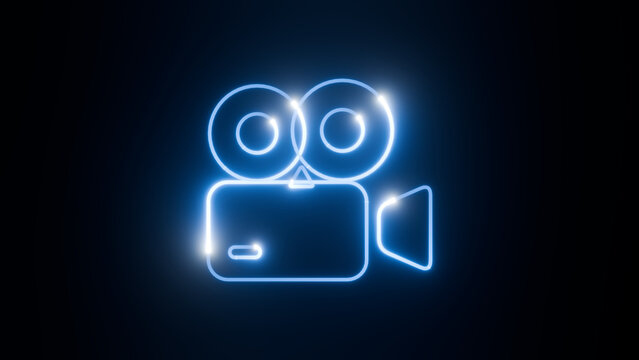 Neon video camera icon