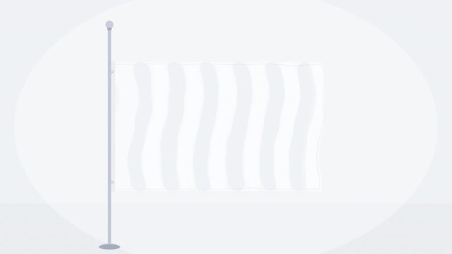 Waving flag animation with vertical stripes in pale gray tone
