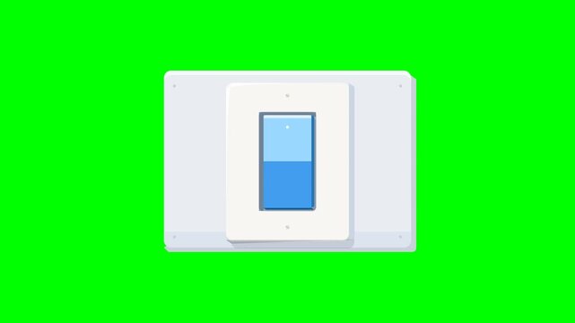 2D Flat Vector Light Switch Toggle Turning On and Off Animation Green Screen Loop