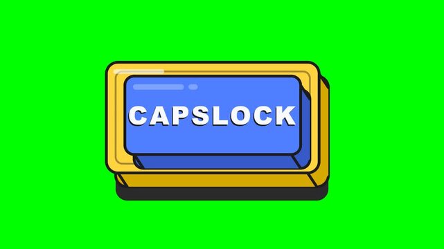 Neobrutalism Capslock Keycap Press Animation Motion Graphic on Green Screen Chroma Key