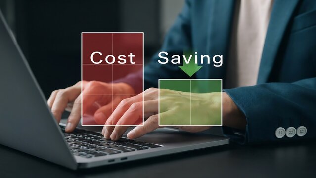 Business cost saving concept with professional analyzing financial expenses and savings
