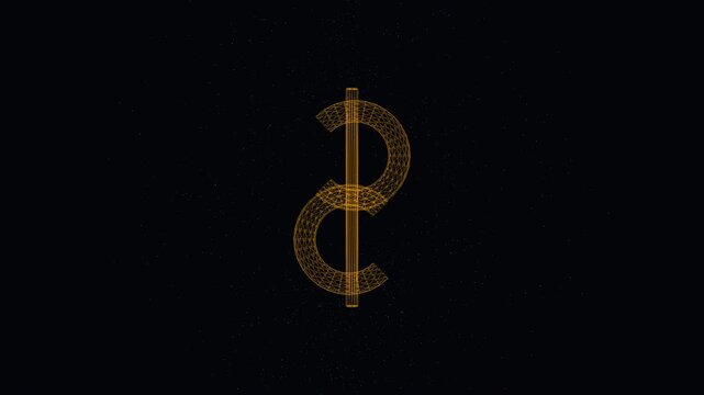 Orange wireframe digital currency logo symbol in modern gold geometric shape design, suitable for fintech branding and cryptocurrency marketing materials.