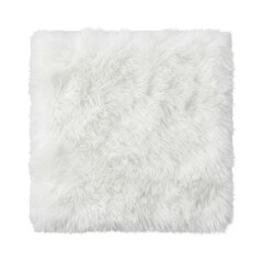 Square white fluffy faux fur rug mockup © BTG