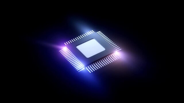 Deep learning ai chip with light effects glowing black background futuristic digital technology concept creating advanced