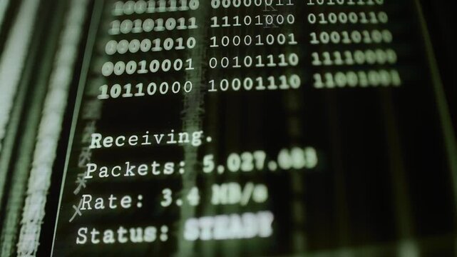 Packet receiver updates totals and transmission rate