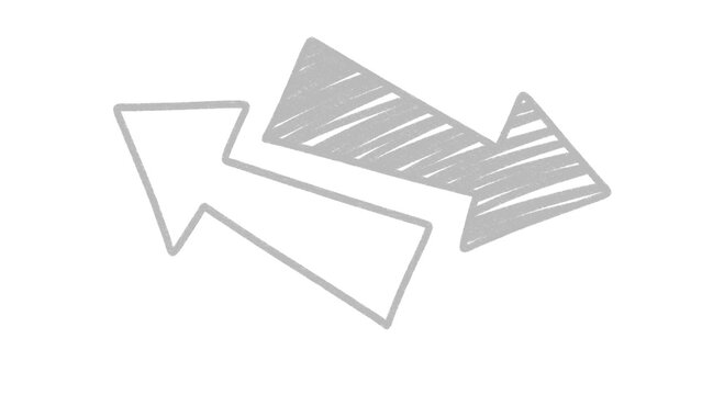 Hand Drawn Shaded Block Arrow Pointer Clipart Isolated on Transparent Background
