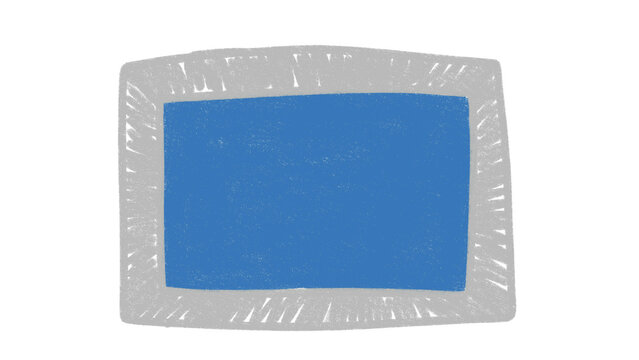 Hand Drawn Blue Screen Banner Button Clipart Isolated on Transparent Background